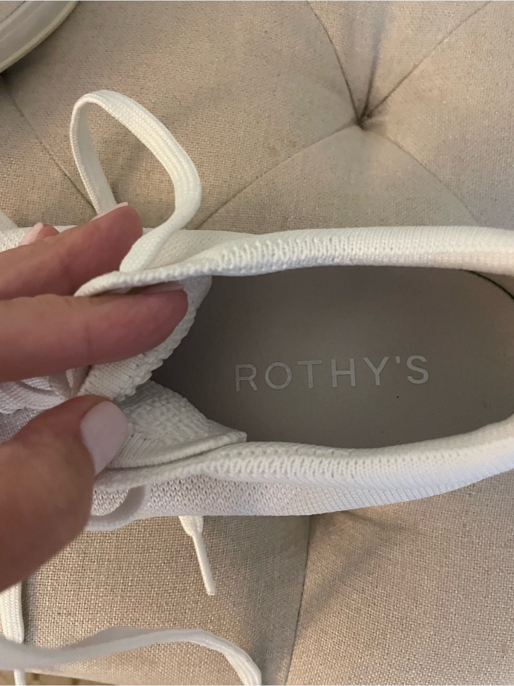Rothy's White Low-Top Knit Lace-Up Sneakers - Picture 6 of 8